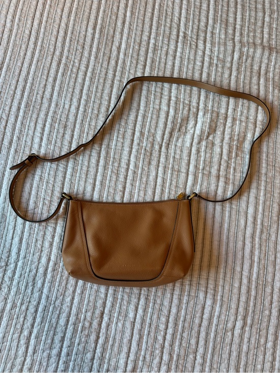 RADLEY LONDON Handbags - RADLEY LONDON Tan Pebbled Leather Crossbody Bag Top Zip